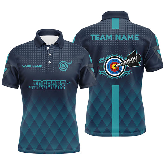 Personalized Blue Gradient Archery 3d Target Polo Shirts For Men Custom Team Name Archery Jerseys TDM0646