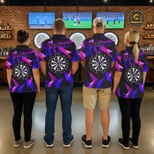 Load image into Gallery viewer, Custom Darts Shirts For Women, Pink And Purple Geometric Darts League Team Jersey Polo &amp; Quarter Zip TDM6628