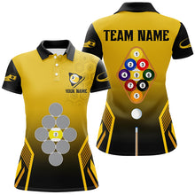 Load image into Gallery viewer, Personalized Yellow Black 9 Ball Pool Billiard Shirts For Women Custom 9 Ball Team Jerseys Shirts TDM1926