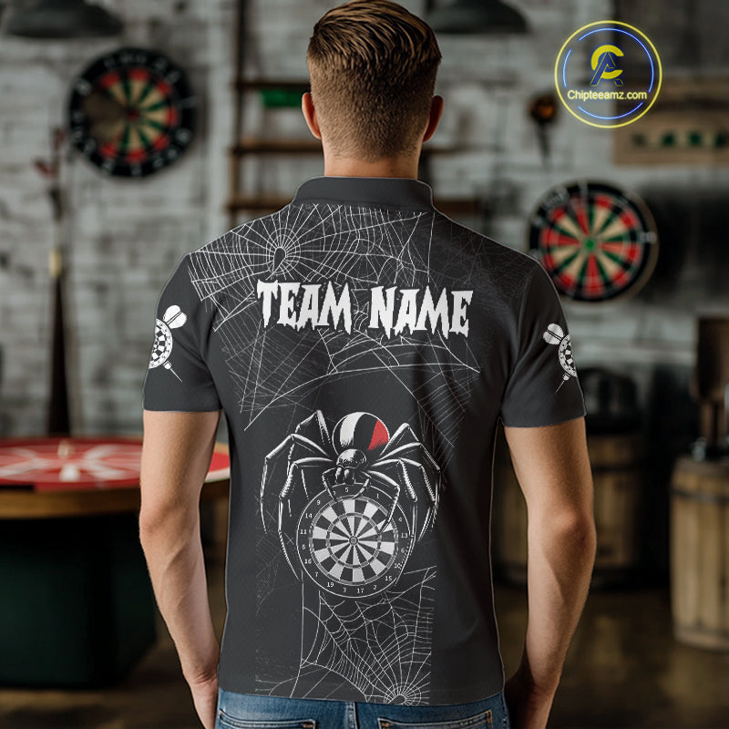 Funny Black Dartboard Spider Web Darts Shirt For Men Custom Halloween Darts Jerseys Outfit TDM4447