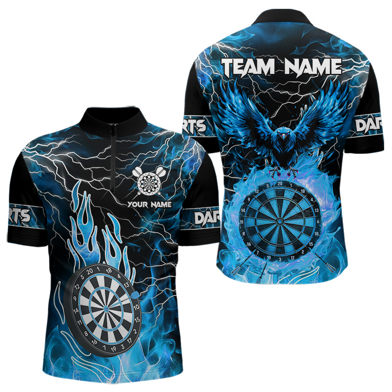 Blue Dart Board Fire Flame Custom Eagle Dart Shirts For Men, Thunder Lightning Dart Team Jerseys TDM3507