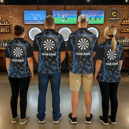 Black And Blue Camo Dart Shirt With Pocket Option For Women Custom Dart Jersey TDM5828