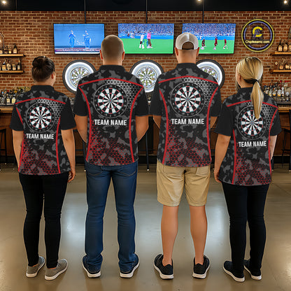 Black And Red Camo Dart Shirt With Pocket Option For Women Custom Dart Jersey TDM5829
