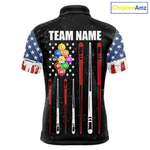 Load image into Gallery viewer, Personalized Grunge American Flag Men's Billiard Shirt Custom 9 Ball Pool Billiard Team Jersey TDM5832