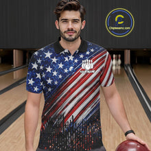 Load image into Gallery viewer, American Flag Fire Patriotic Bowling Shirt For Men Custom Bowling Team Jersey Polo &amp; 1/4 Zip TDM6204