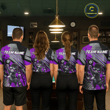 Load image into Gallery viewer, Custom Purple Funny Cat Billiard Shirt For Men, Personalized 8 Ball Pool Team Jersey Polo &amp; 1/4 Zip TDM6443