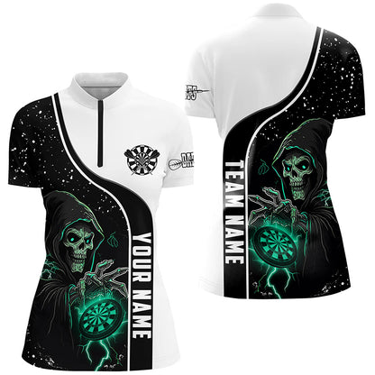 Turquoise Grim Reaper Darts Women Polo & Quarter-Zip Custom Darts Shirts For Team Darts Jerseys TDM2627