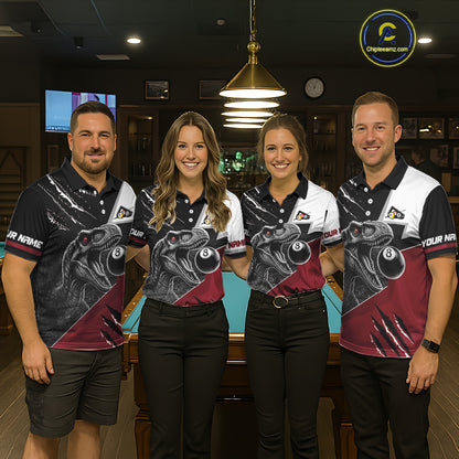 Personalized 8 Ball Pool Sauropod Billiard Shirts For Women Custom Billiard Team Jerseys |Red TDM5606
