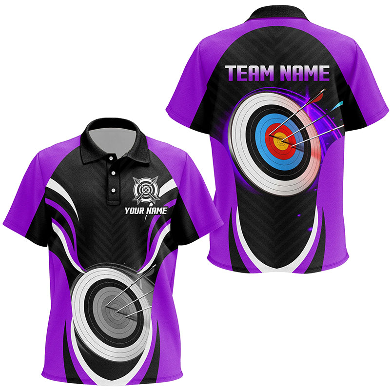 Purple Archery Jerseys Personalized Archery 3d Target Custom Kid Polo Shirts, Best Archery Outfits TDM1019