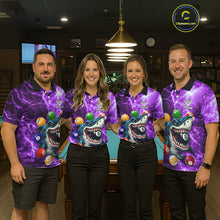 Load image into Gallery viewer, Purple Funny Shark Colorful Billiard Balls Lightning Pool Shirt For Women Custom Billiard Team Jersey TDM5840