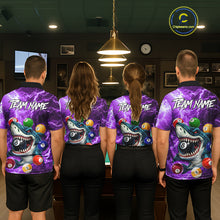 Load image into Gallery viewer, Purple Funny Shark Colorful Billiard Balls Lightning Pool Shirt For Women Custom Billiard Team Jersey TDM5840
