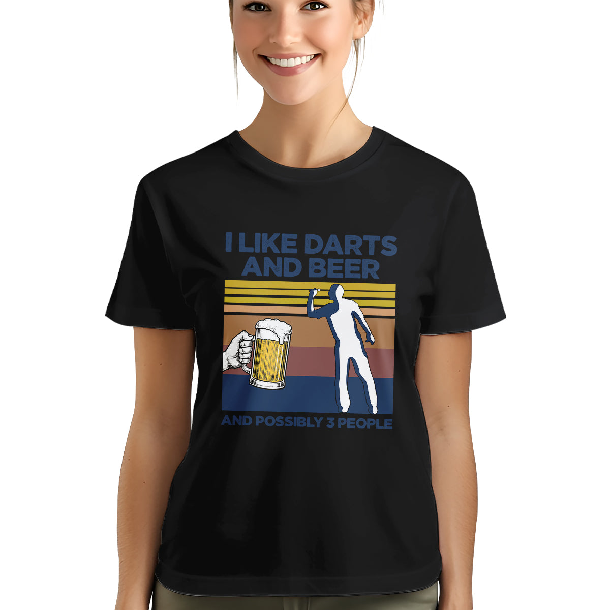 Funny Retro Darts Shirts I Like Darts And Beer And Possibly 3 People T-Shirts, Darts Player Gifts TDM3937