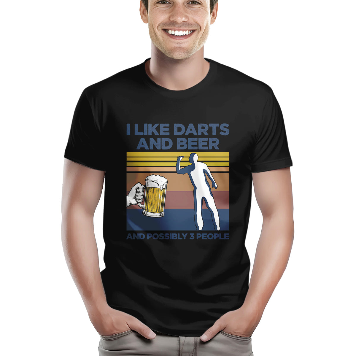 Funny Retro Darts Shirts I Like Darts And Beer And Possibly 3 People T-Shirts, Darts Player Gifts TDM3937