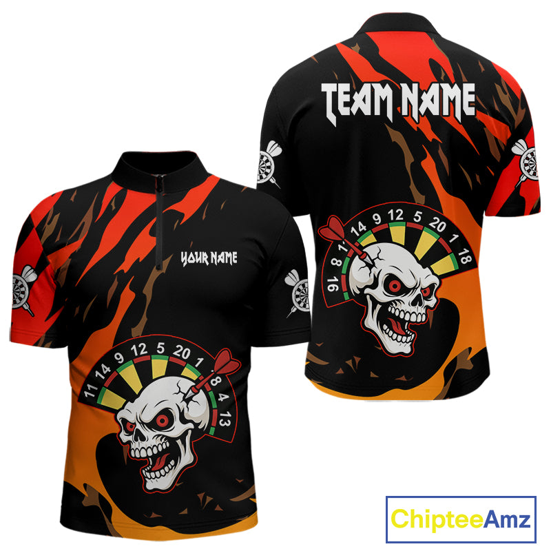 Funny Skull Dart Shirts With Pocket Option For Men Custom Dart Team Jersey TDM4098