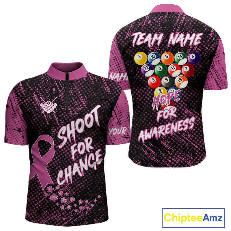 Shoot For Change Breast Cancer Awareness Billiard Shirt For Men Custom Pink Ribbon Billiard Jersey TDM4468