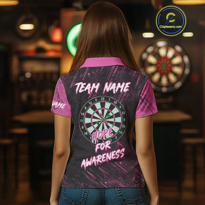 Aim With Heart Pink Ribbon Darts Shirt For Women Custom Breast Cancer Awareness Darts Jersey TDM4469