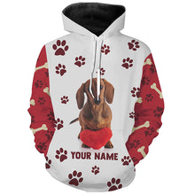 Load image into Gallery viewer, Cute Dachshund Dog With Fabric Heart Custom All Over Print Shirts For Dog Mom, Best Sausage Dog Shirts TDM0058
