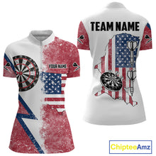 Load image into Gallery viewer, Personalized Grunge American Flag Women's Dart Shirts Custom Patriotic Darts Team Jersey |White TDM4906
