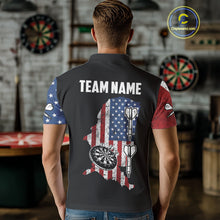 Load image into Gallery viewer, Personalized Grunge American Flag Men's Dart Shirts Custom Patriotic Darts Team Jersey Polo &amp; 1/4 Zip TDM4907