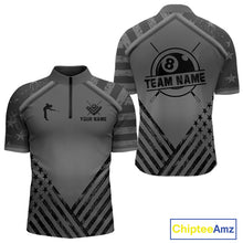 Load image into Gallery viewer, Personalized Grey US Flag 8 Ball Billiard Shirt For Men Custom Billiard Team Shirt, Pool Jerseys TDM5608