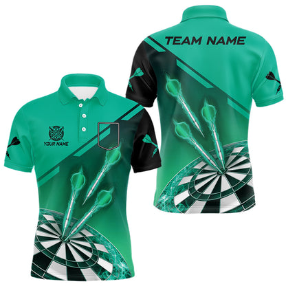Turquoise Darts Jersey For Men Custom Darts Team Shirt With Pocket Option TDM3519