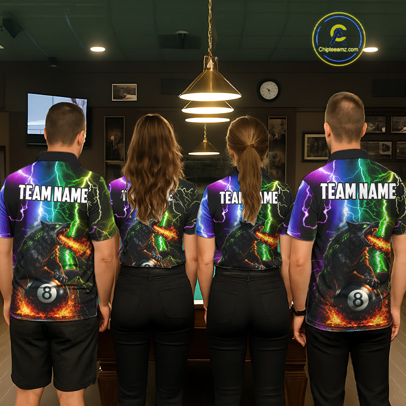 Colorful Lightning 8 Ball Wolf Billiard Shirt For Men Custom Pool Team Jersey Polo & 1/4 Zip TDM5987