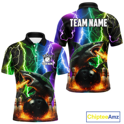 Colorful Lightning Shark Bowling Jersey For Men Custom Bowling Shirt Team Polo & Quarter Zip TDM5988