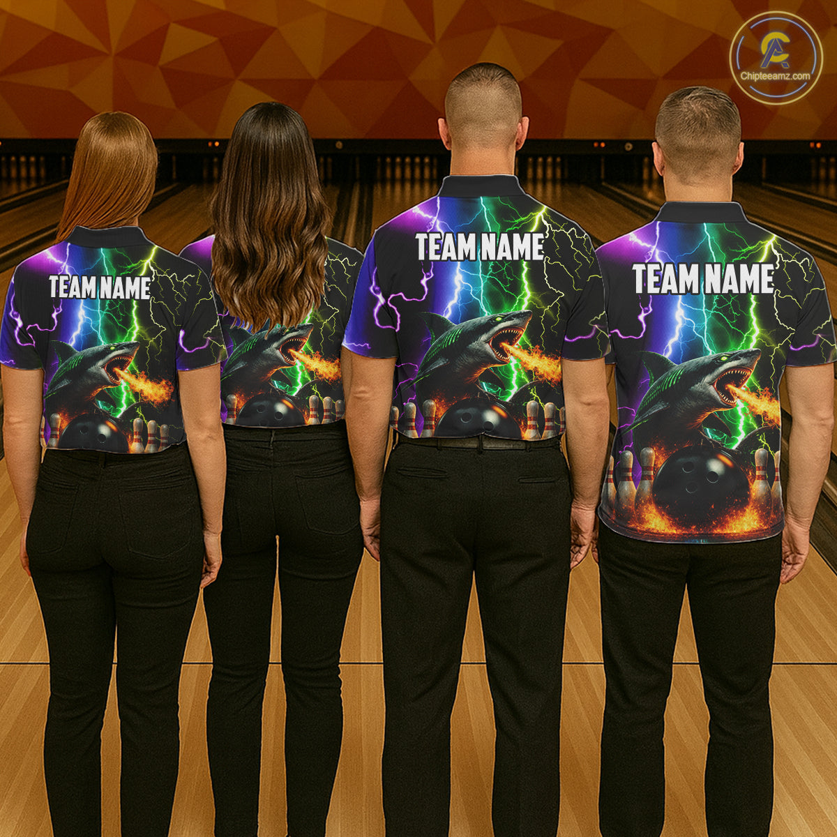 Colorful Lightning Shark Bowling Jersey For Men Custom Bowling Shirt Team Polo & Quarter Zip TDM5988
