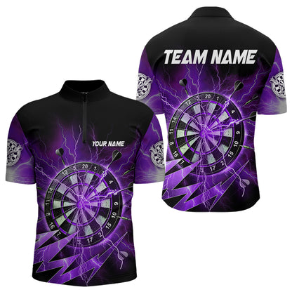 Personalized Purple Dartboard Thunder Storm Lighting Dart Shirts For Men Custom Team Dart Jerseys TDM3811