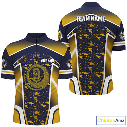 Personalized Name Yellow 9 Ball Pool Abstract Billiard Shirts For Men Team League Billiard Jerseys TDM2147