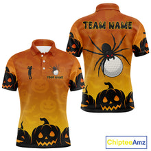 Load image into Gallery viewer, Personalized Orange Funny Spider Golf Polo Shirt For Men Custom Halloween Ladies Golf Outfit Gifts TDM4924