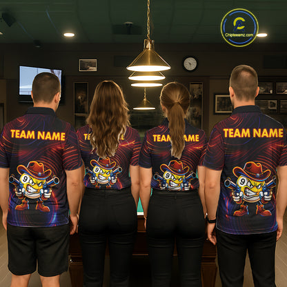 Funny Neon 9 Ball Billiard Shirt For Men Custom Pool Team Shirt, Billiard Jersey Polo & 1/4 Zip TDM6248