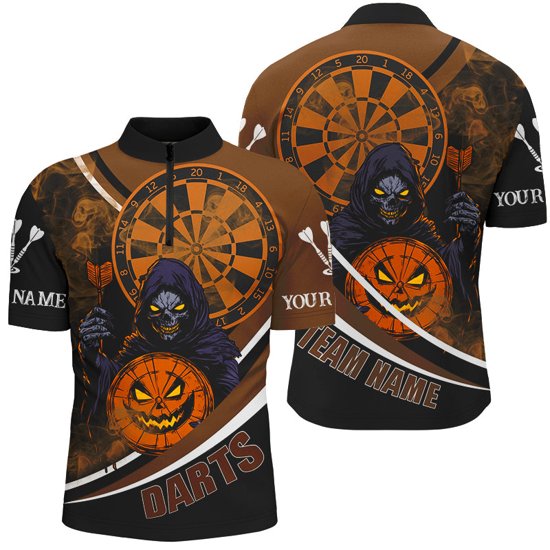 Grim Reaper Funny Dartboard Face Custom Halloween Orange Dart Shirts,  Halloween Dart Jersey TDM2664