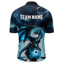 Load image into Gallery viewer, Blue Thunder Lightning Custom Dragon Bowling Shirts For Men, Bowling Team Jerseys Polo &amp; 1/4 Zip TDM3678