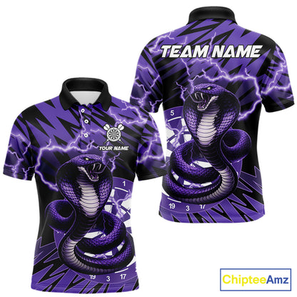 Custom Purple Dartboard Cobra Snake Lightning Darts Shirt For Men, Dart Team Jersey Polo & 1/4 Zip TDM6016
