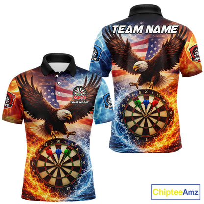 American Flag Eagle Water Fire Darts Shirt For Men Custom Darts Jersey Team Polo & 1/4 Zip TDM6018