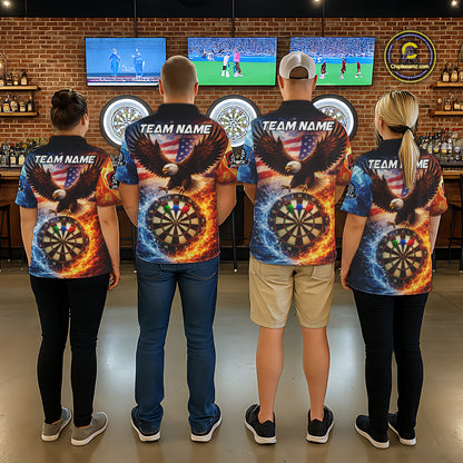 American Flag Eagle Water Fire Darts Shirt For Women Custom Darts Jersey Team Polo & 1/4 Zip TDM6018