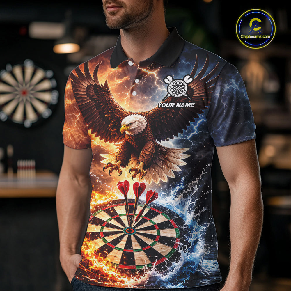 Personalized Eagle Water Fire Darts Shirt For Men, Lightning Darts Jersey Team Polo & 1/4 Zip TDM6019