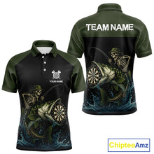 Load image into Gallery viewer, Funny Skeleton Fishing Darts Shirt For Men, Darts Jersey With Pocket Option TDM3953