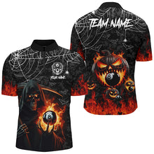 Load image into Gallery viewer, Grim Reaper With Pumpkin Fire Custom Billiard Shirts For Men, Halloween Flame Billiard Shirts TDM2427
