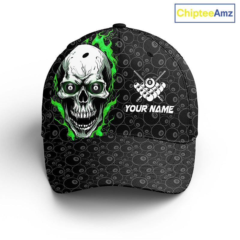 Blue Flame Skull Custom Name Billiard Cap Hats, Personalized 3D Printed Billiard Baseball Caps TDM0291
