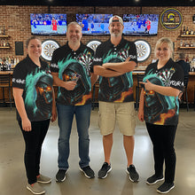 Load image into Gallery viewer, Personalized Grim Reaper Fire Dart Shirts For Women Custom Skull Dart Jersey Polo &amp; 1/4 Zip |Turquoise TDM5370