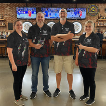 Load image into Gallery viewer, Custom Red Black Grunge Dart Shirts With Pocket Option For Women, Darts Jersey TDM5371