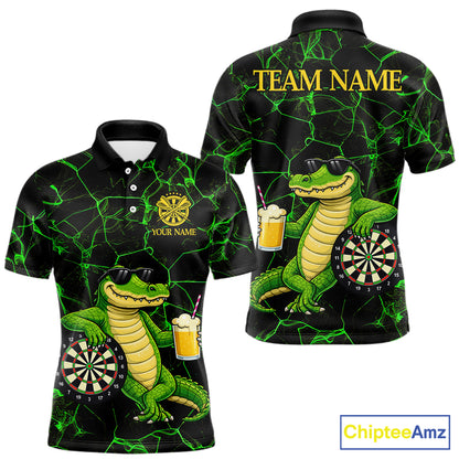 Black And Green Funny Alligator Darts Shirt For Men Custom Lightning Darts Team Jersey Outfit TDM5873