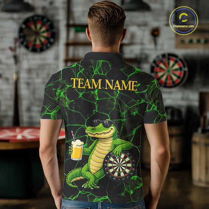 Black And Green Funny Alligator Darts Shirt For Men Custom Lightning Darts Team Jersey Outfit TDM5873