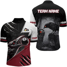 Load image into Gallery viewer, Personalized 8 Ball Pool Crows Billiard Shirts For Men,  Billiard Team Jerseys |Red TDM3151