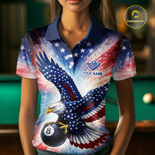 Load image into Gallery viewer, Personalized American Flag Eagle 8 Ball Billiard Shirt For Women, Patriotic Pool Team Jersey TDM5880