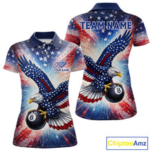Load image into Gallery viewer, Personalized American Flag Eagle 8 Ball Billiard Shirt For Women, Patriotic Pool Team Jersey TDM5880