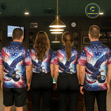 Load image into Gallery viewer, Personalized American Flag Eagle 8 Ball Billiard Shirt For Men, Patriotic Pool Team Jersey TDM5880