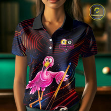 Load image into Gallery viewer, Funny Neon Flamingo 8 Ball &amp; 9 Ball Billiard Shirt For Women Custom Pool Team Jersey Polo &amp; 1/4 Zip TDM6257